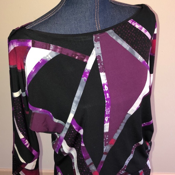 White House Black Market Geometric Banded Top - Picture 2 of 8